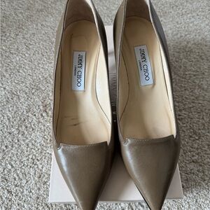 Jimmy Choo Women's Allure Shiny Calf Taupe pumps size 38